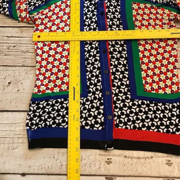 Joseph A Womens Cardigan Sweater Geometric Hive Print Stretch Size Small - Picture 10 of 16